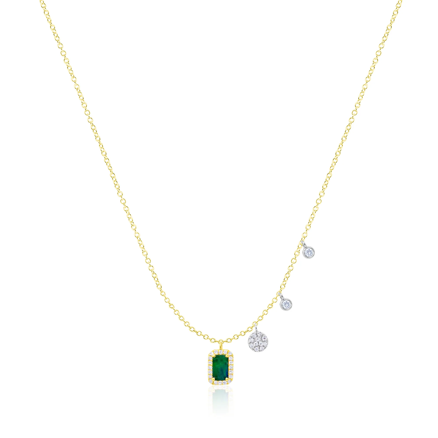 14kt Yellow Gold Opal Diamond Necklace