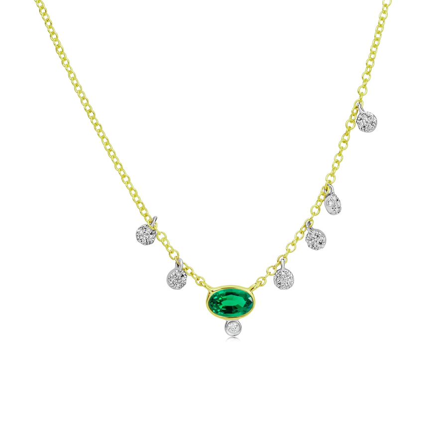 Dainty Emerald and Diamond Necklace
