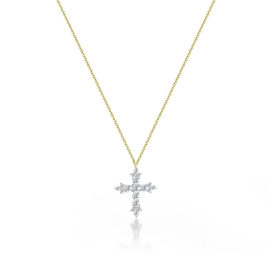 Diamond Cross Necklace yellow gold