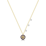 Evil Eye Charm Necklace with Blue Sapphires and Diamonds