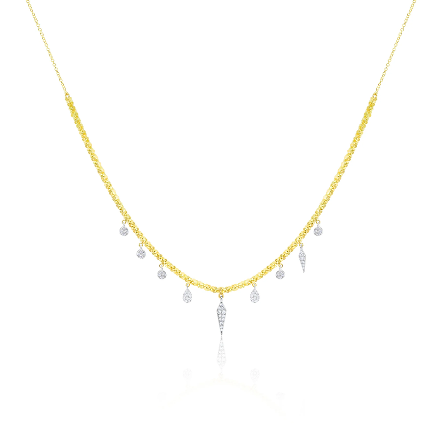 14kt Yellow Gold Diamond Droplet Necklace
