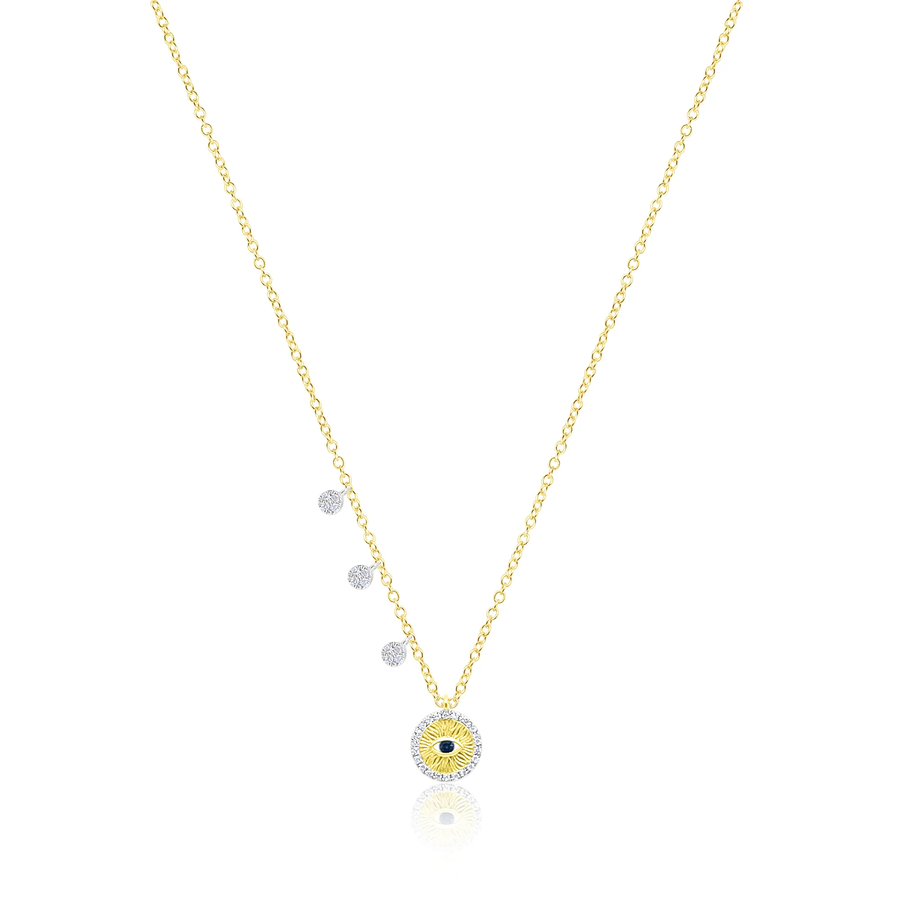 14kt Yellow Gold and Diamond Coin Eye Necklace