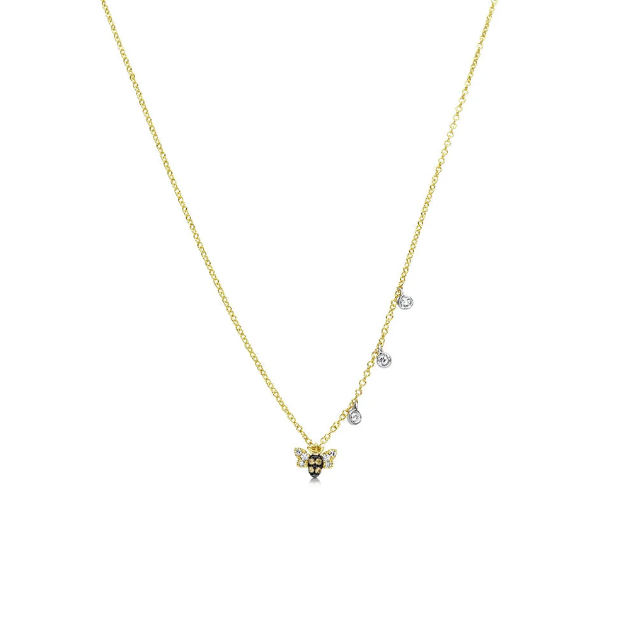 14k Gold and Diamond Bee Necklace