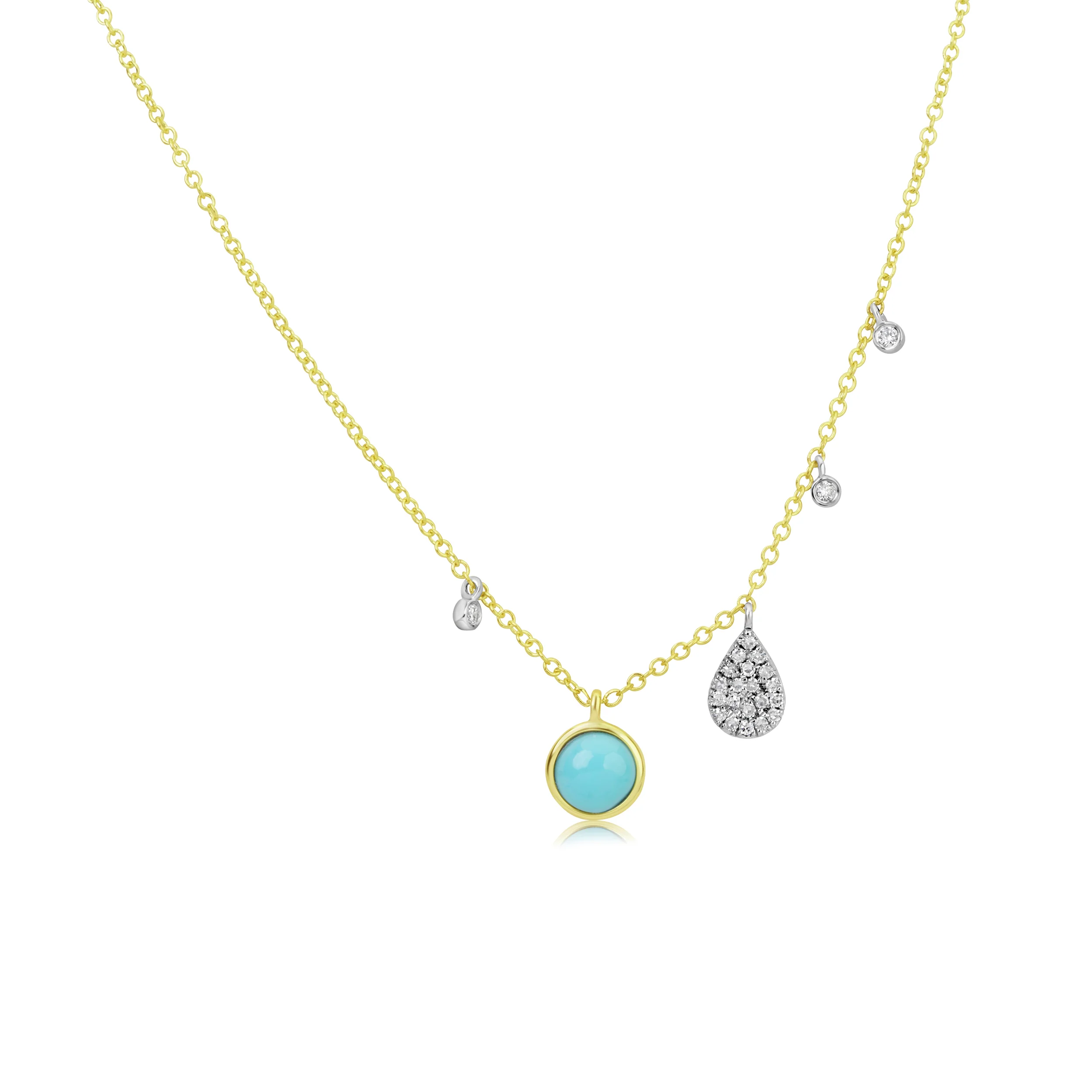Dainty Turquoise and Diamond Necklace