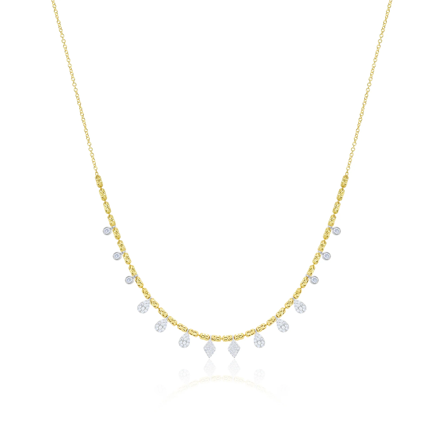 14kt Yellow Gold Pave Diamond Fringe Necklace