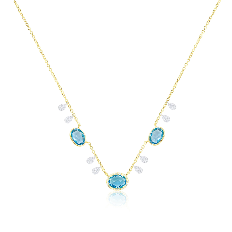 14kt Yellow Gold London Blue Topaz and Diamond Necklace