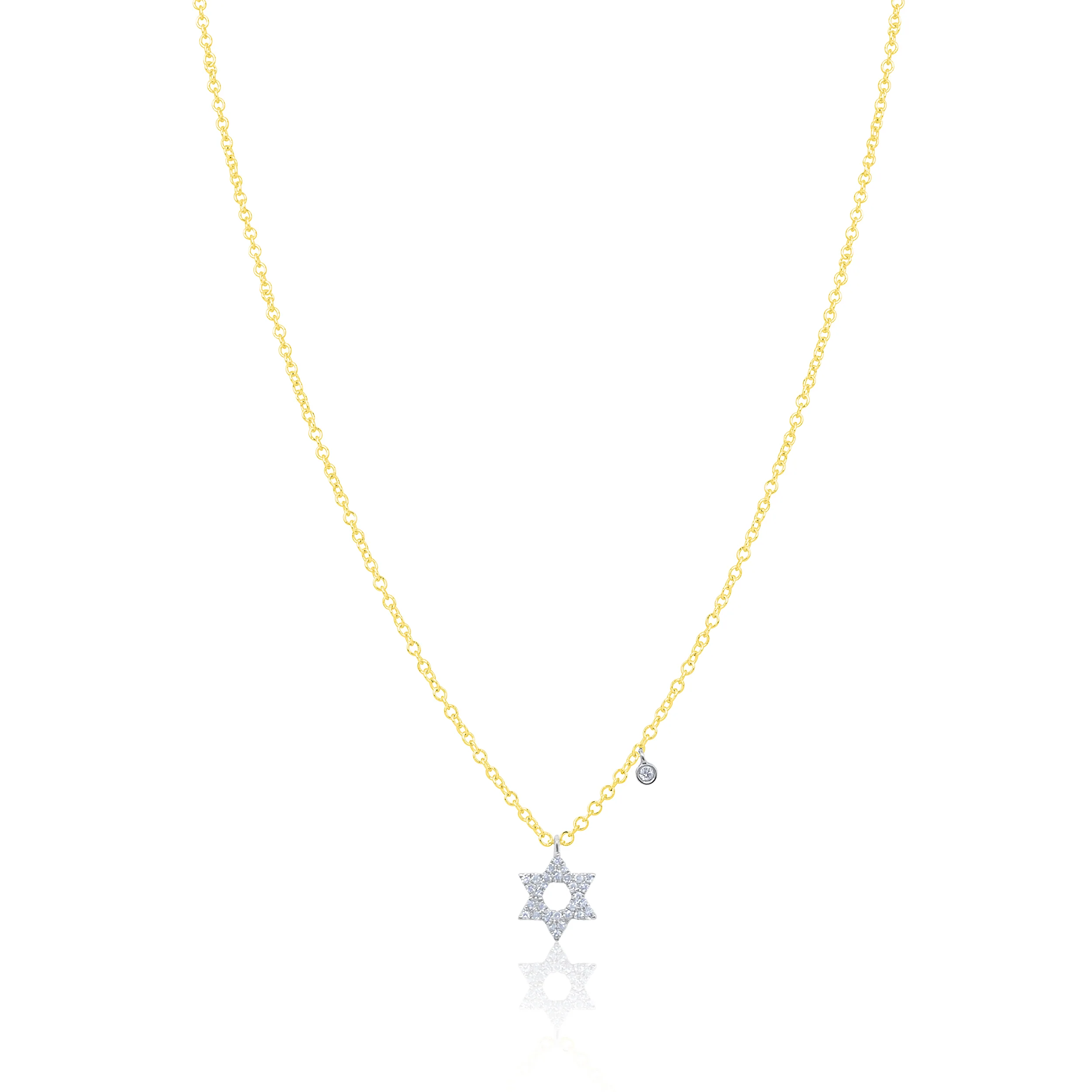 Meira T 14kt Yellow Gold Dainty Diamond Jewish Star Necklace