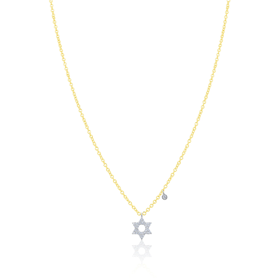 Meira T 14kt Yellow Gold Dainty Diamond Jewish Star Necklace