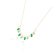 14kt Yellow Gold Blue Topaz and Emerald Gemstone Necklace