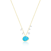 14kt Yellow Gold Diamond Pearl and Turquoise Necklace