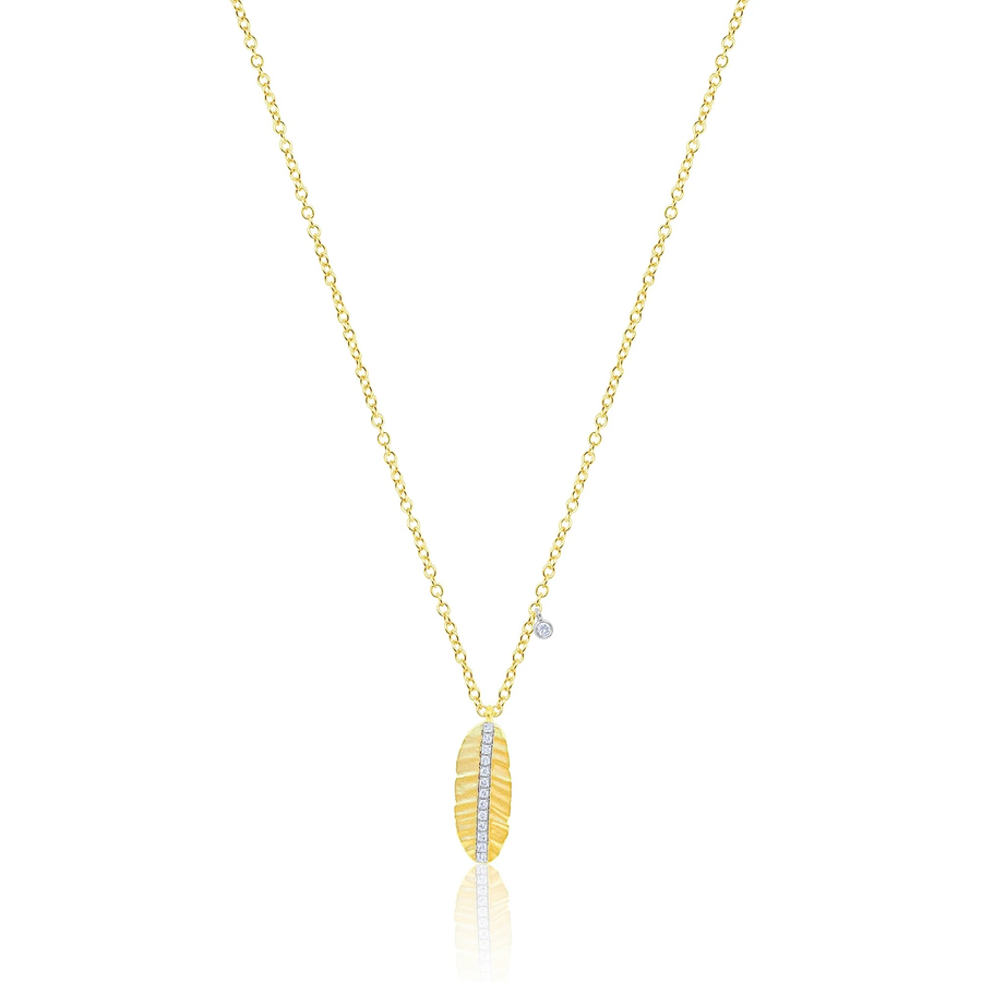 14kt Yellow Gold Brushed Gold Leaf Necklace