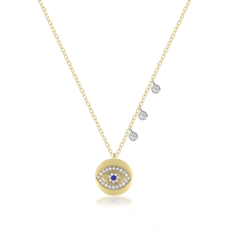 Diamond and Blue Sapphire Evil Eye Necklace product