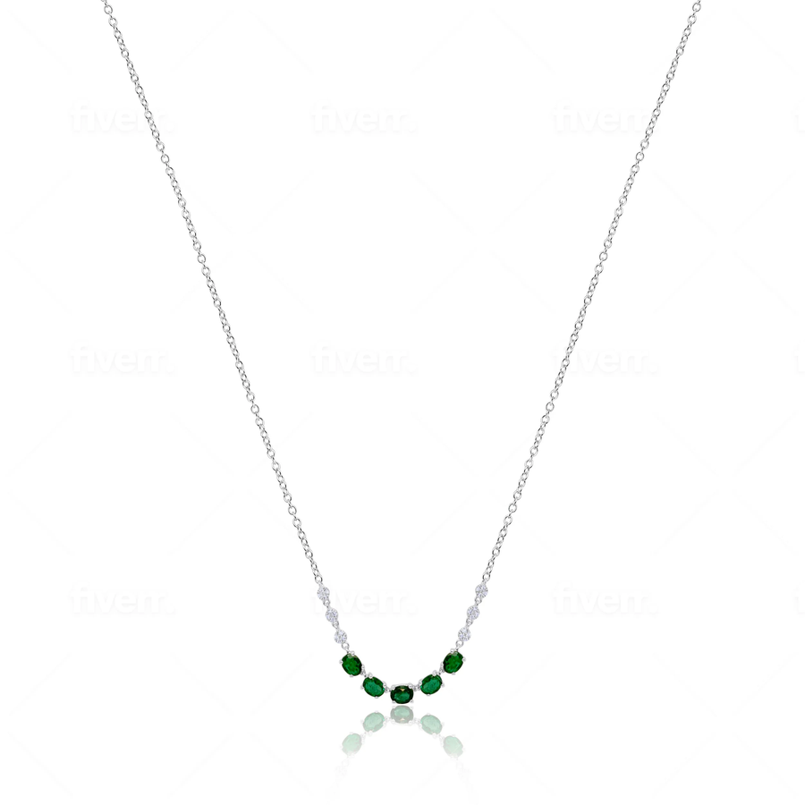 White Gold Emerald and Diamond Necklace