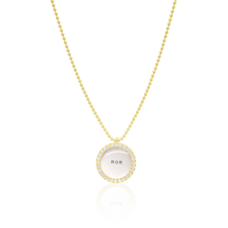 Silver Diamonds Plated Gold Mom Necklace