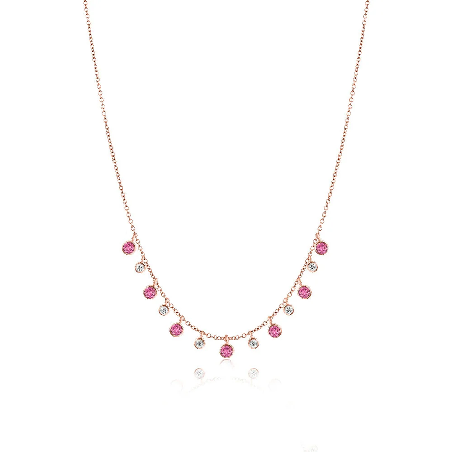 Rose Gold Diamond and Pink Sapphire Layering Necklace