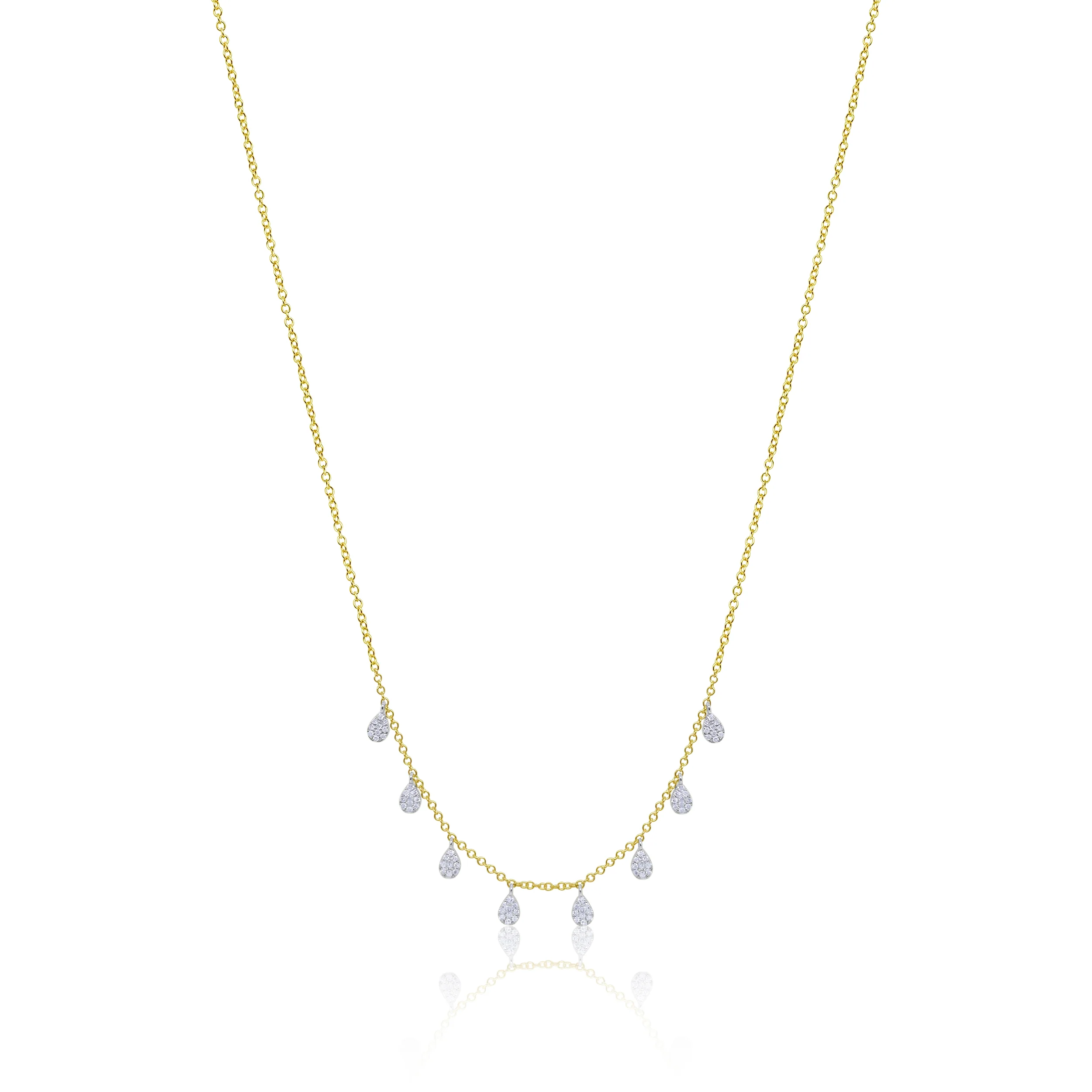 Yellow Gold Dainty Diamond Charm Necklace