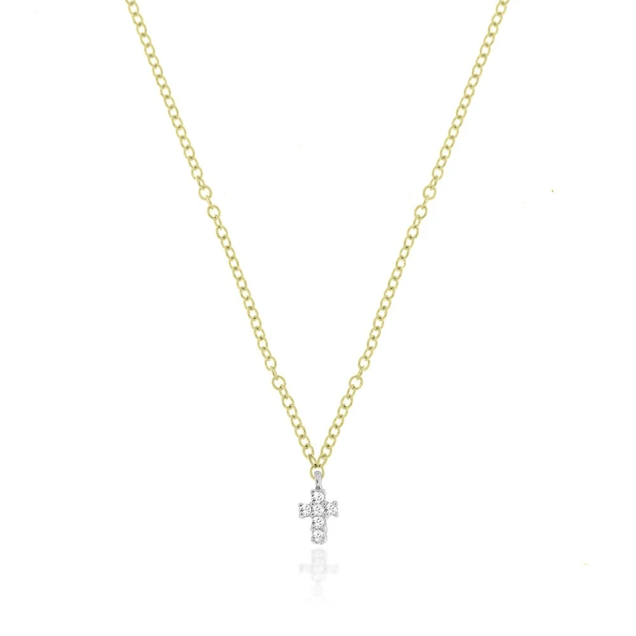 Simple Dainty Cross Necklace in 14K yellow gold