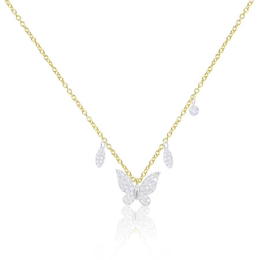 Diamond Butterfly Necklace in yellow gold