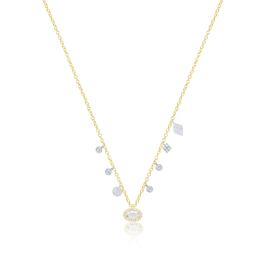 14kt Yellow Gold Diamond and White Sapphire Necklace