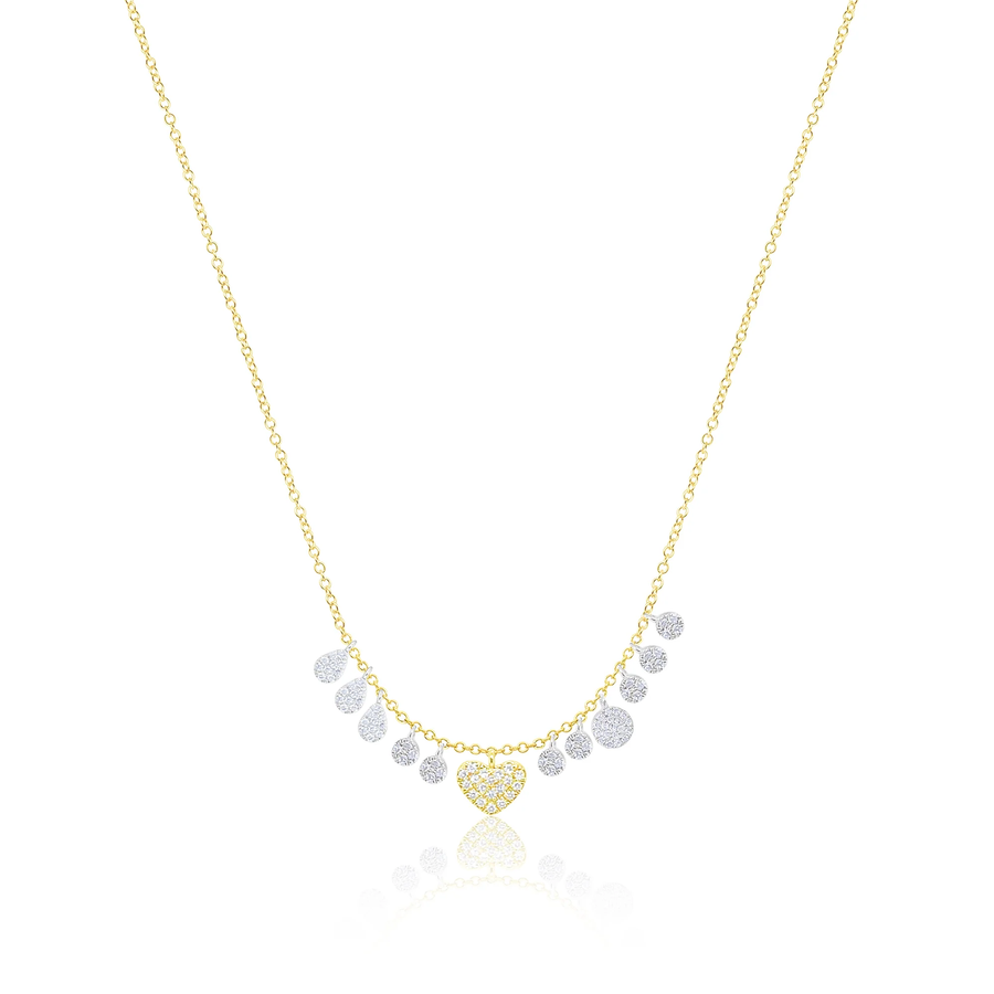 14kt Yellow Gold Diamond Heart Fringe Necklace