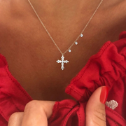 White Gold Diamond Cross Necklace lifestyle