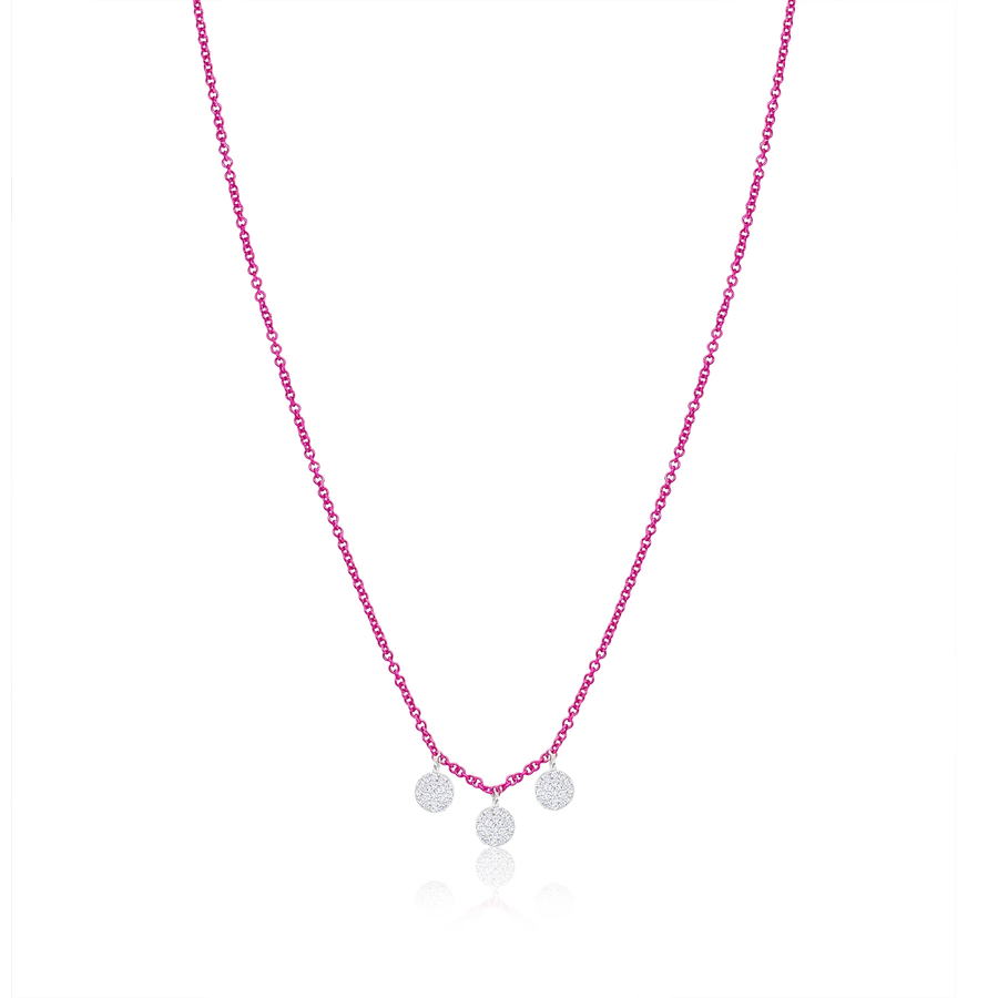 14k White Gold Pink Rhodium Diamond Charm Necklace