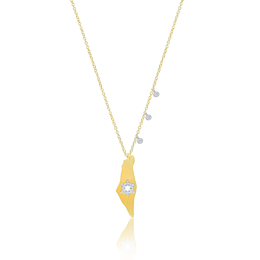 14kt Yellow Gold and Diamond Israel Necklace