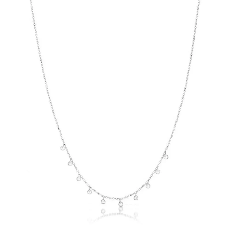 Meira T 14k White Gold Necklace with 10 Diamond Bezels