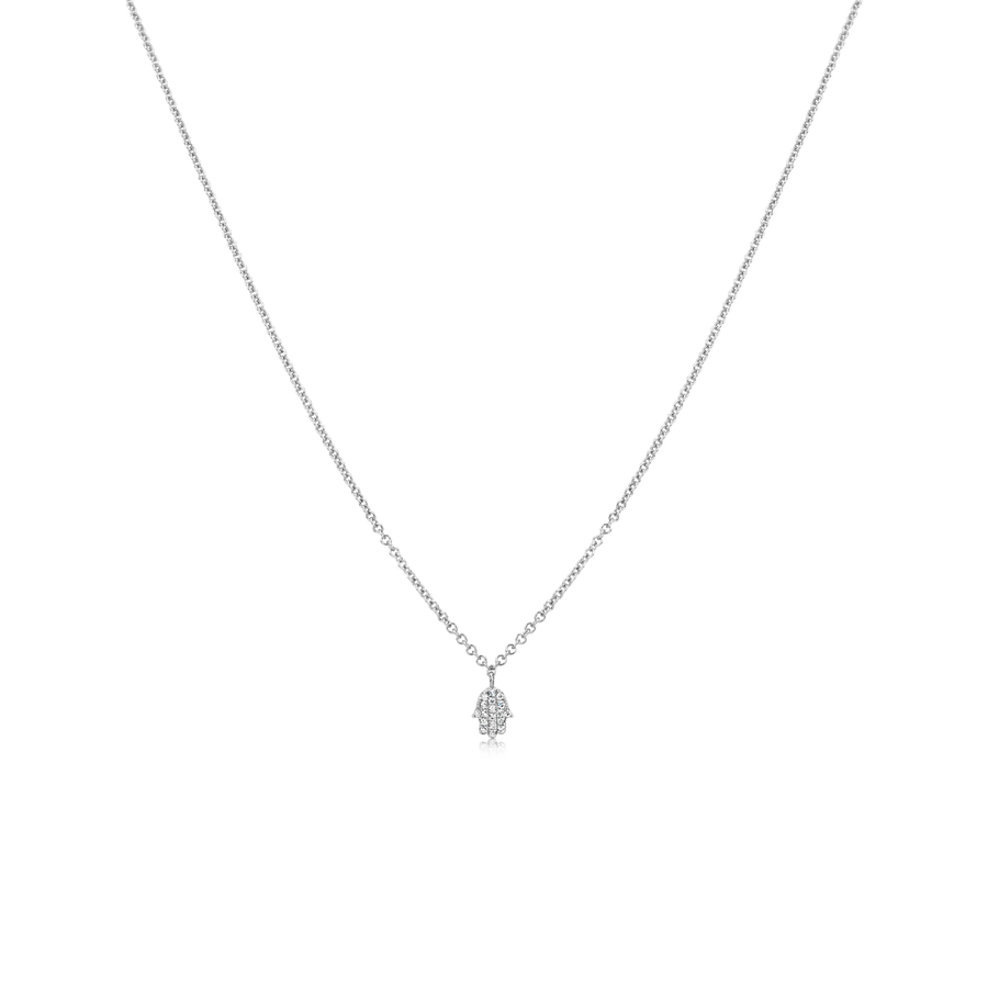 Dainty Diamond Hamsa Necklace