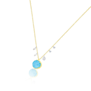 14kt Yellow Gold Diamond Pearl and Turquoise Necklace alternate photo