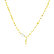 14kt Yellow Gold White Topaz and Ball Chain Link Necklace