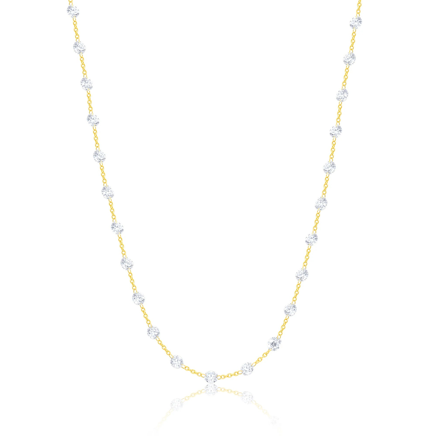 14kt Yellow Gold Lab Grown Diamond Drilled Necklace