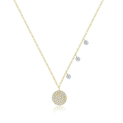 Meira T Signature Disc Necklace layered on model