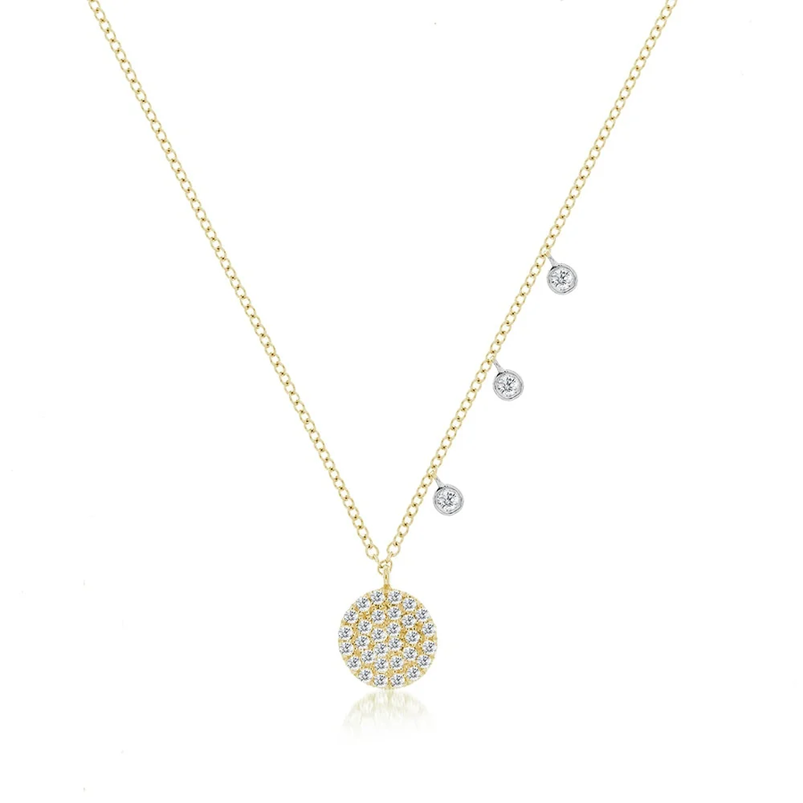 Meira T Signature Disc Necklace layered on model