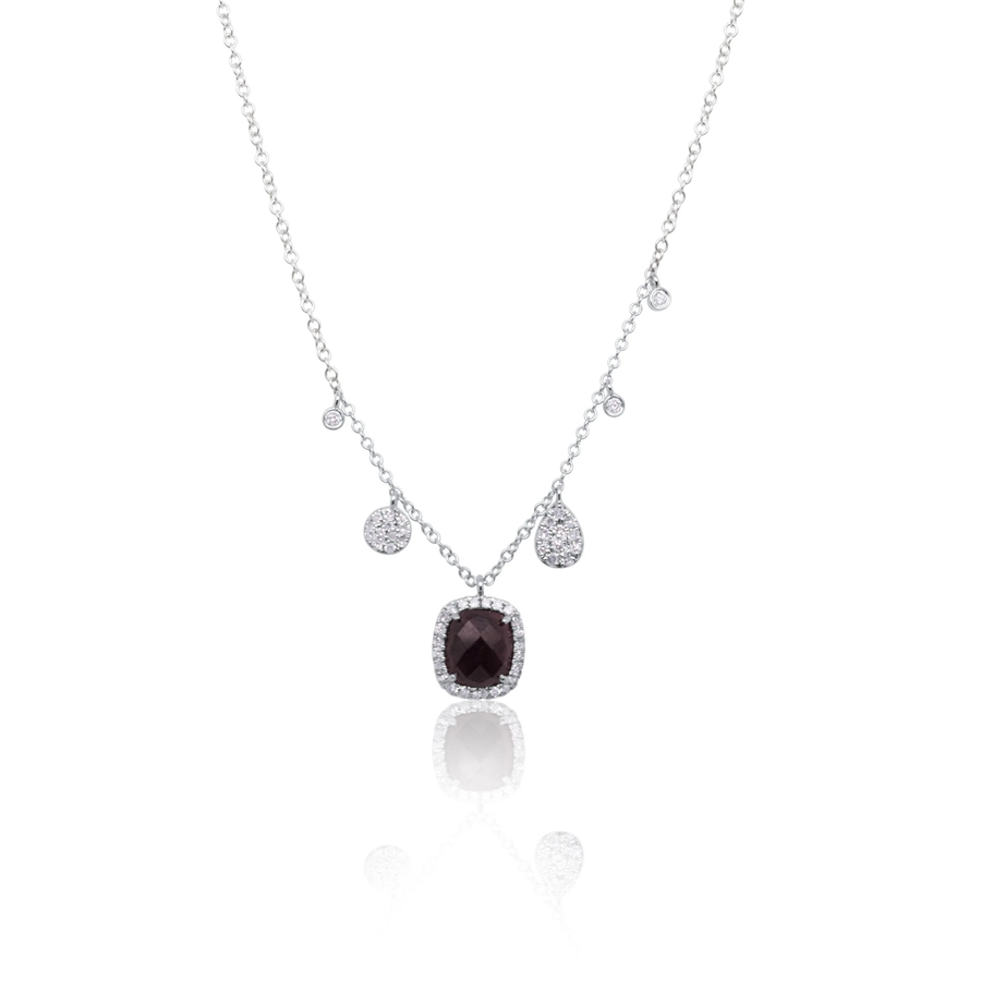 Ruby Necklace with Diamond Halo