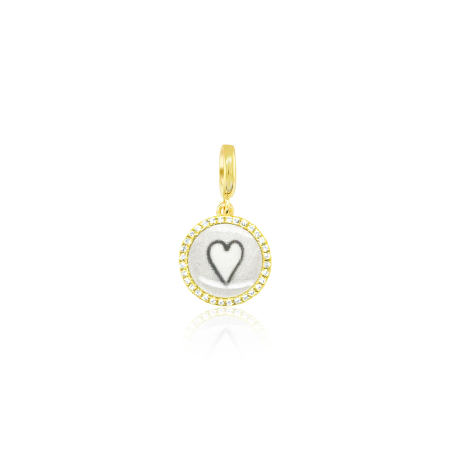 14kt Yellow Gold and Silver Diamond Heart Charm