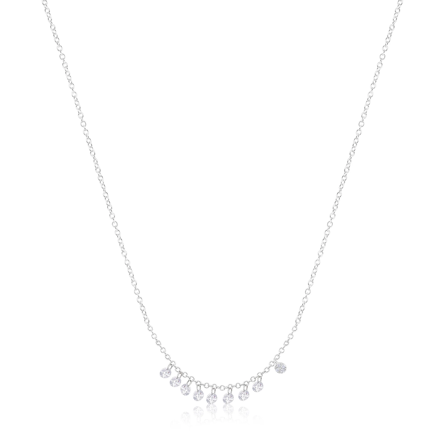 14kt White Gold Drilled Diamond Necklace