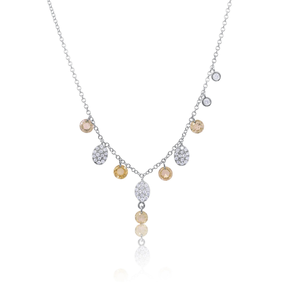 Drilled Brown Diamond and Pave Charm Necklace