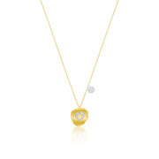 Meira T 14k Yellow Gold Nugget Silver Diamond Heart Necklace