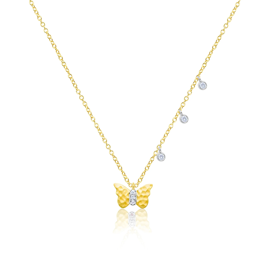 Yellow Gold Butterfly Diamond Necklace