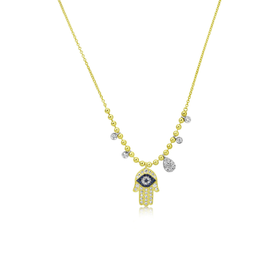 Diamond Evil Eye Hamsa and Charm Necklace