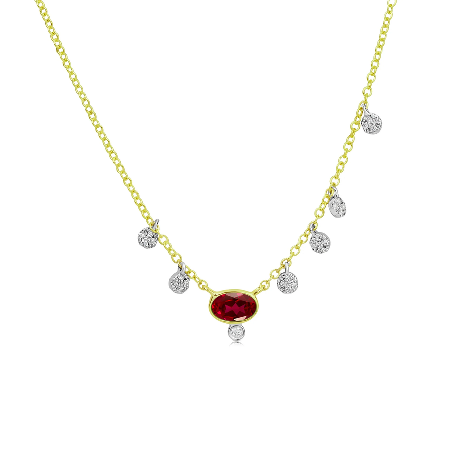 Dainty Ruby and Diamond Necklace