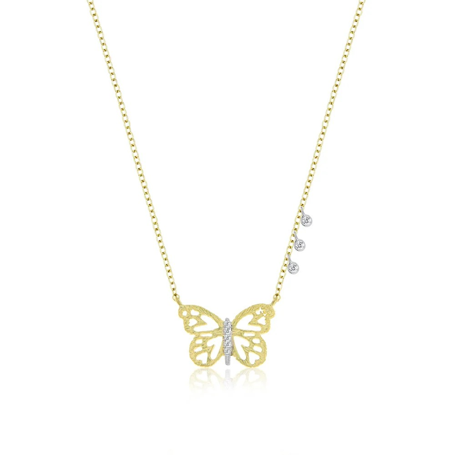Meira T 14kt Yellow Gold and Diamond Butterfly Necklace