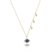 Yellow Gold Evil Eye Necklace detail