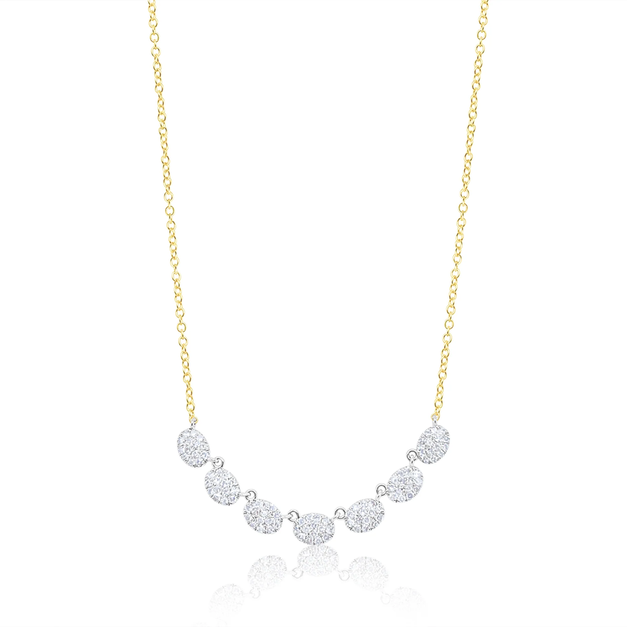 14 Kt Yellow Gold Oval Diamond Necklace