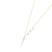 14kt Yellow Gold and Diamond Cross Necklace detail
