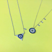 Evil Eye Charm Necklace with Blue Sapphires and Diamonds lifestyle