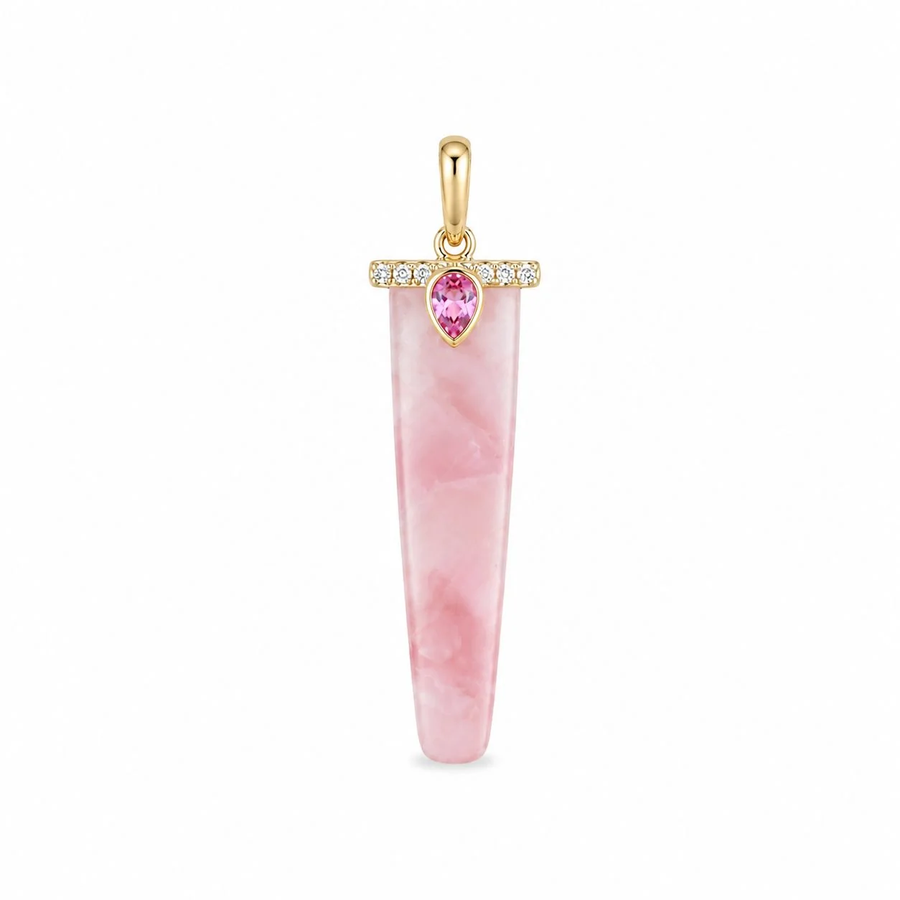 Yellow Gold Pink Gemstone Pendant
