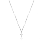 Simple Dainty Cross Necklace in 14K white gold