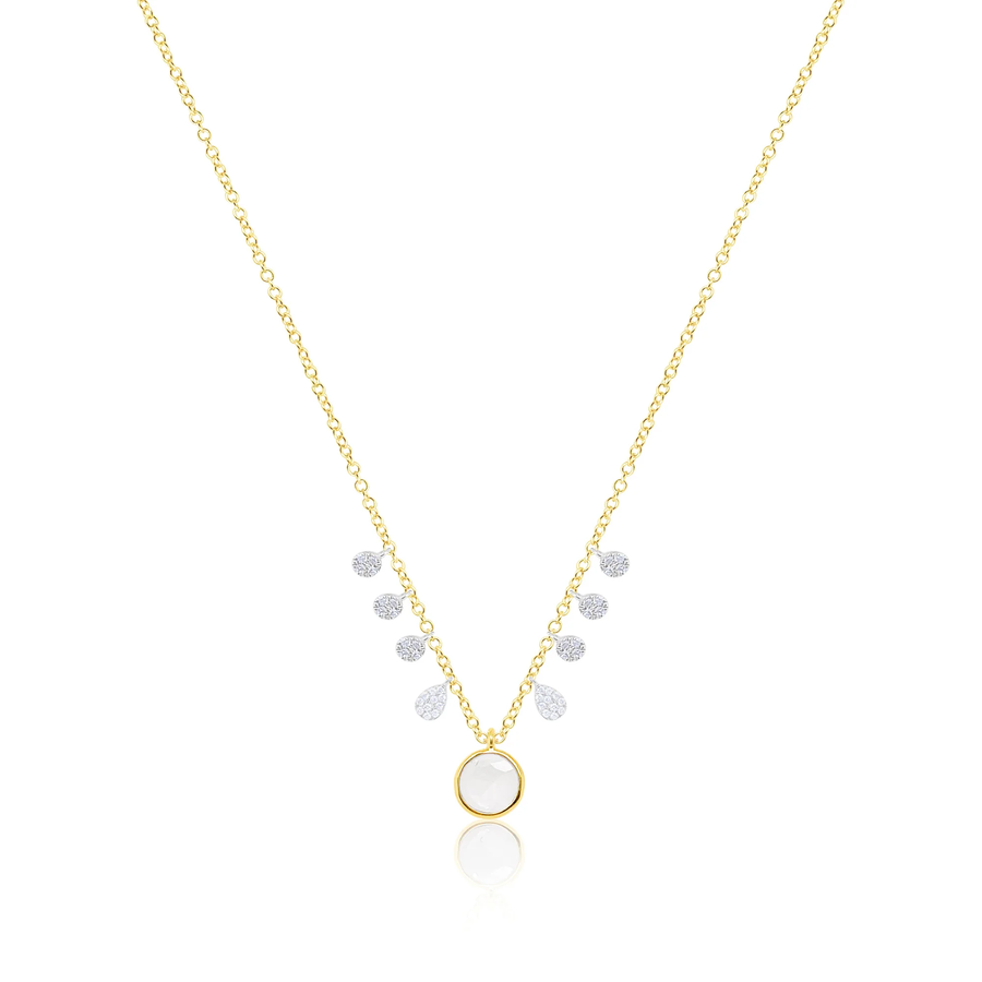 14kt Yellow Gold White Sapphire Diamond Necklace
